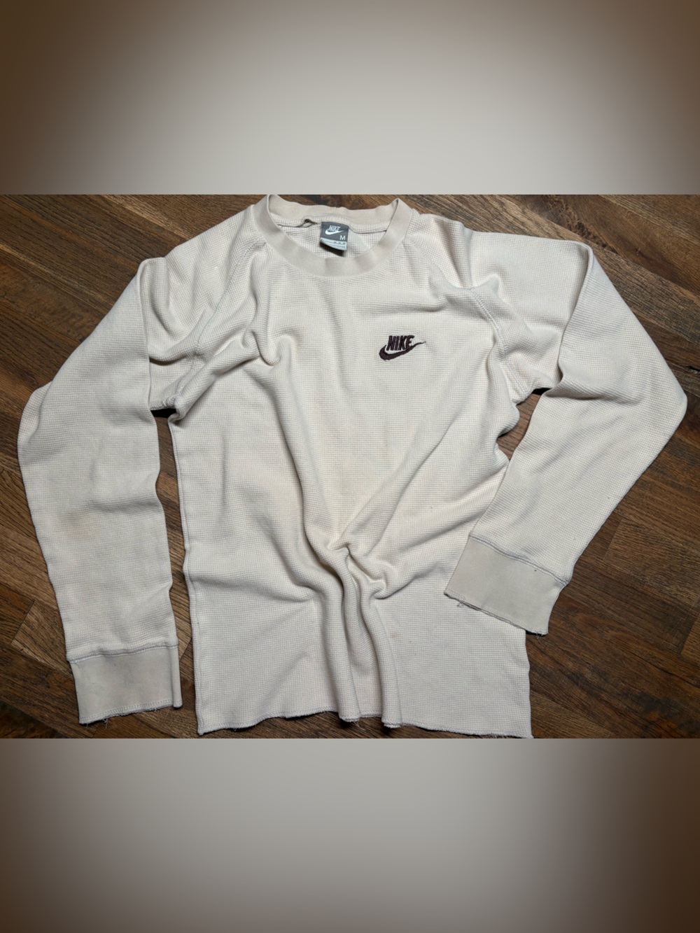 Nike Women's Cream Waffle Long Sleeve with Brown Logo
